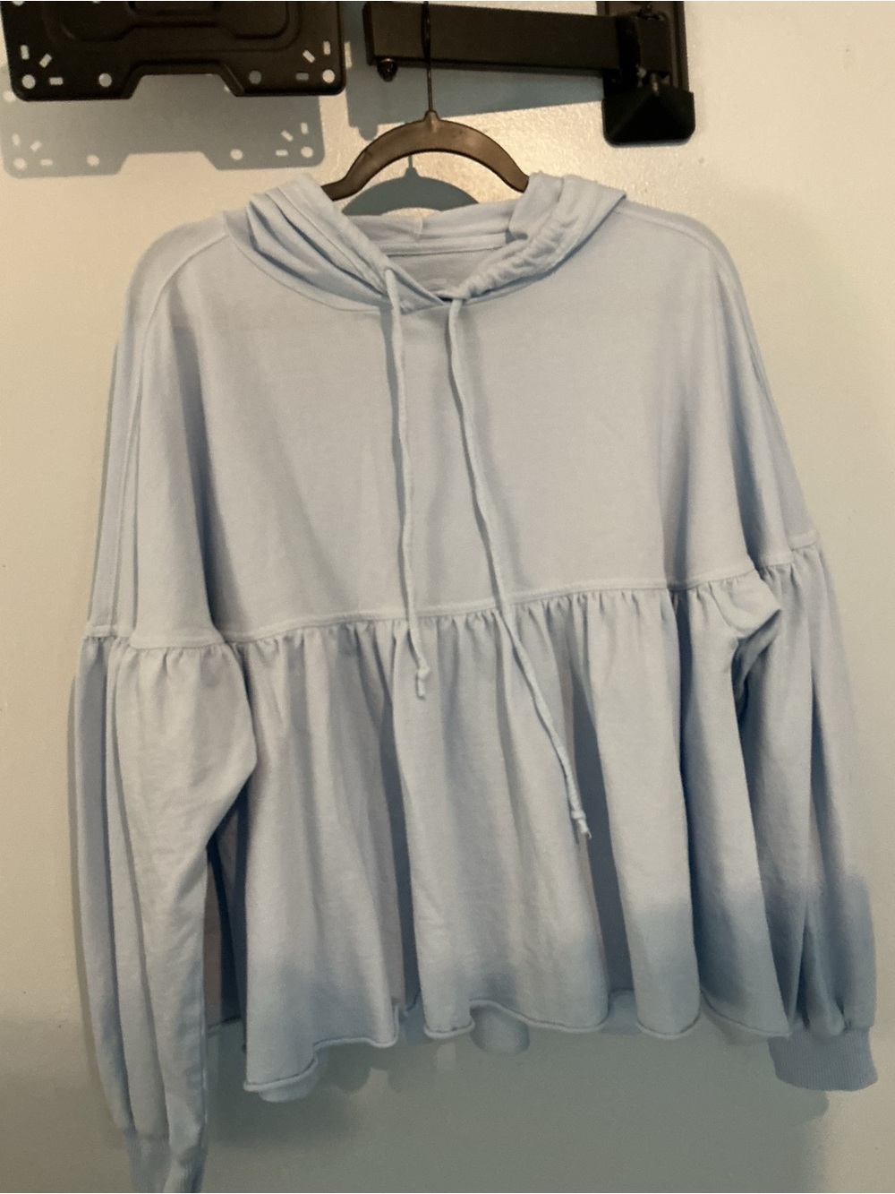 aerie Light Blue Peplum Hoodie